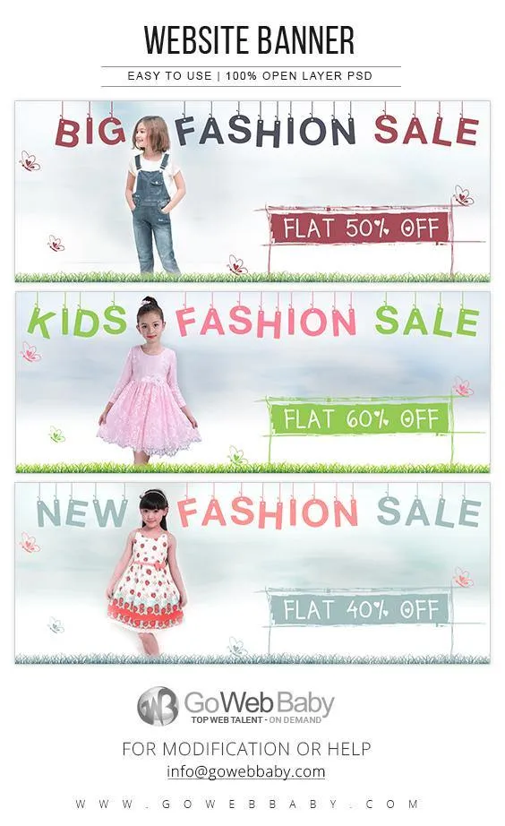 Website Banners - Kids Fashion For Website Marketing