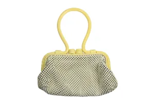 WHITING & DAVIS white mesh handbag with lucite handle