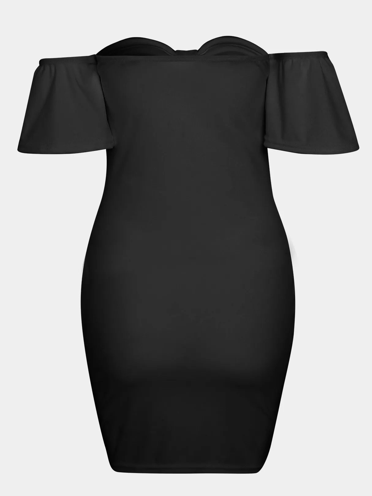 Wholesale Black Bateau Short Sleeve Plain Lace-Up Pleated Mini Dress