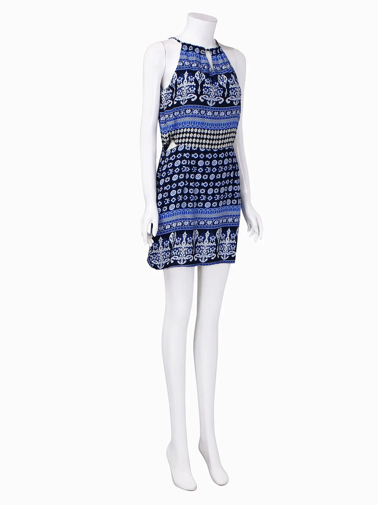 Wholesale Blue Halter Sleeveless Cut Out Mini Dresses