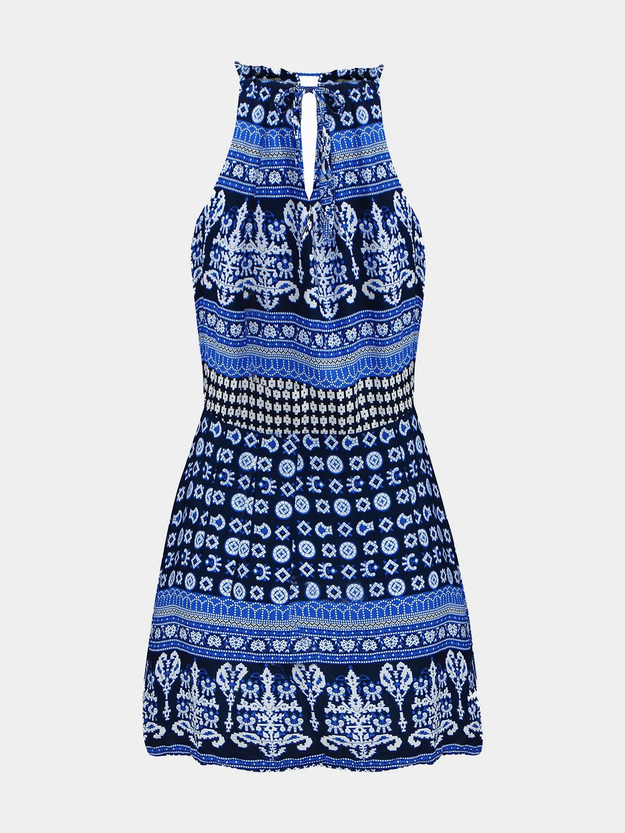 Wholesale Blue Halter Sleeveless Cut Out Mini Dresses