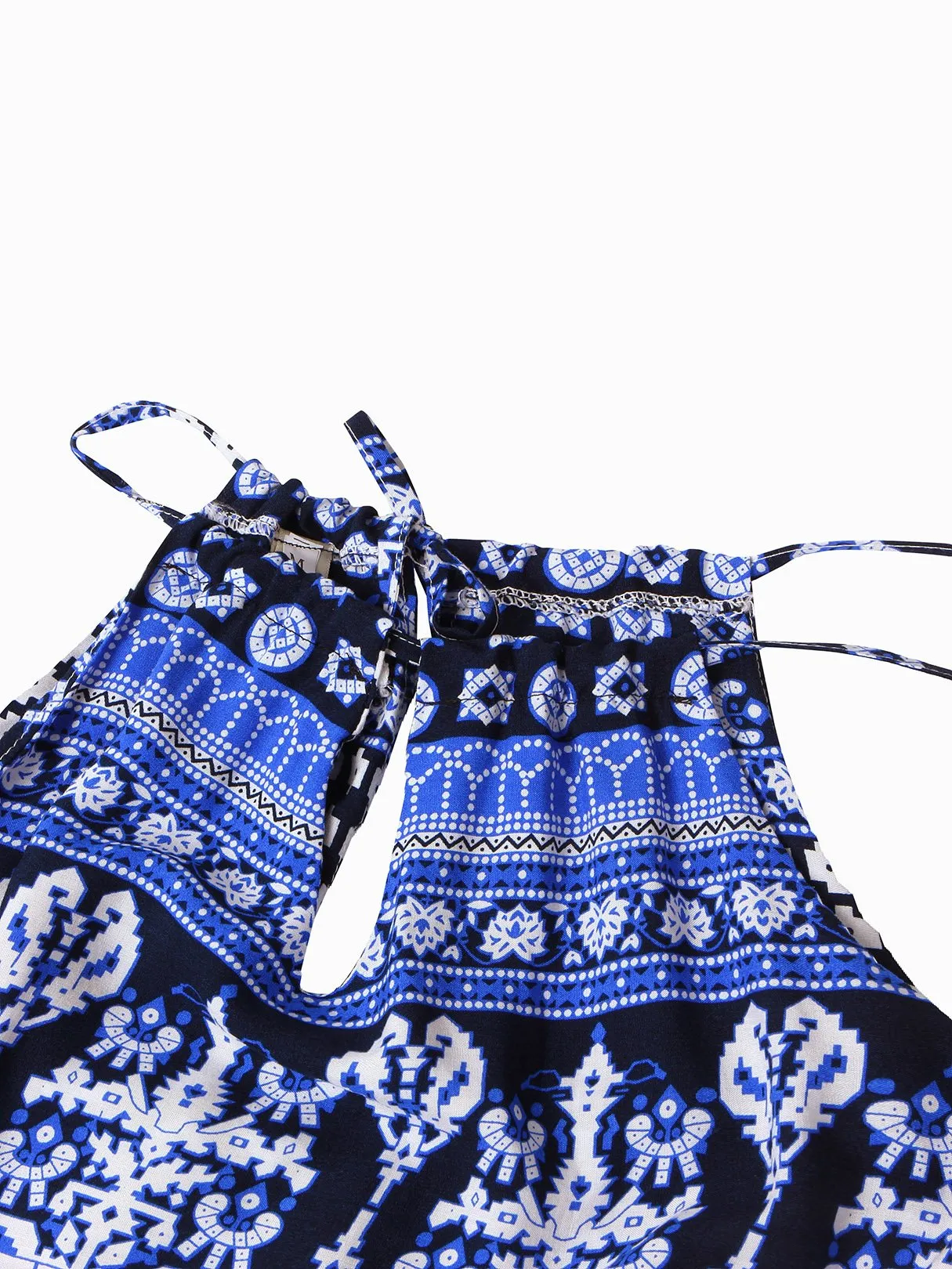 Wholesale Blue Halter Sleeveless Cut Out Mini Dresses