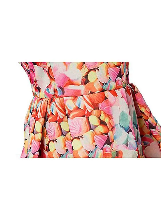 Wholesale Crew Neck Floral Print Zip Back Ruffle Hem Mini Dress