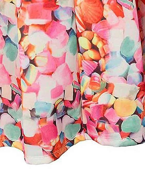 Wholesale Crew Neck Floral Print Zip Back Ruffle Hem Mini Dress