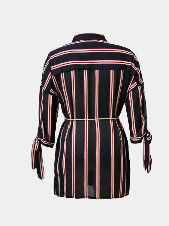 Wholesale Long Sleeve Stripe Mini Dress