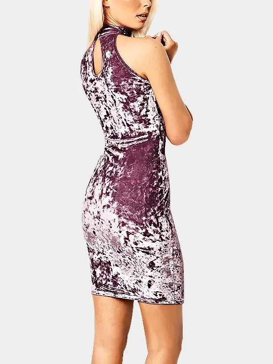 Wholesale Round Neck Sleeveless Plain Bodycon Mini Dress
