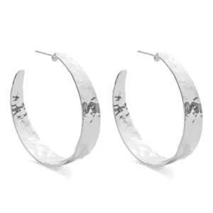 Wide Gilded Hoop Earrings in Silver