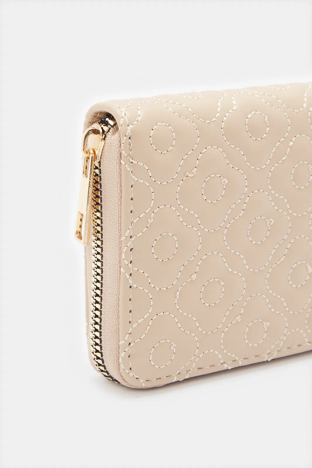 Women Quilted Beige Purse
