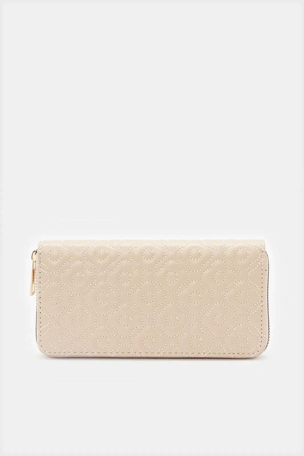 Women Quilted Beige Purse