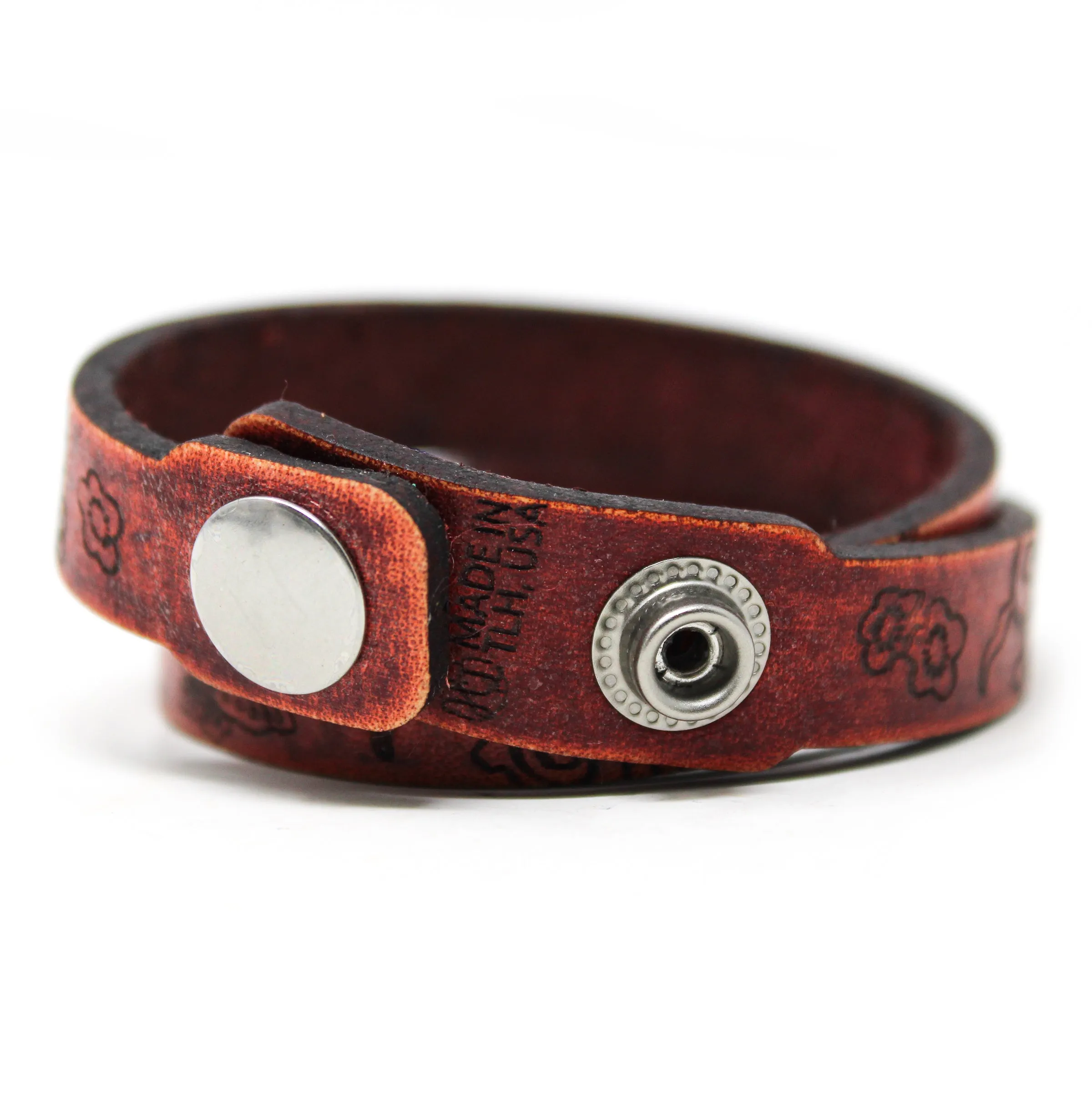 Women's Leather Wrap - Flowers and Butterflies