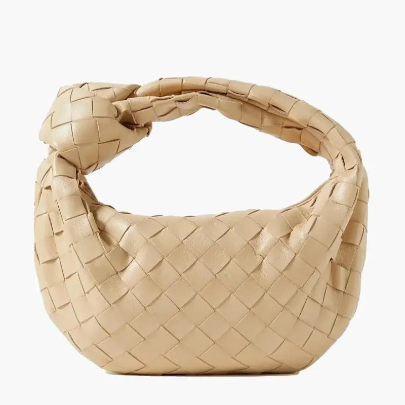 Woven Mini Satchel Bag Made from Vegan Leather with Elegant Design and Silver Accents