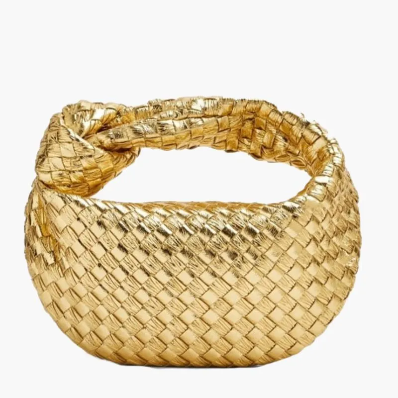 Woven Mini Satchel Bag Made from Vegan Leather with Elegant Design and Silver Accents