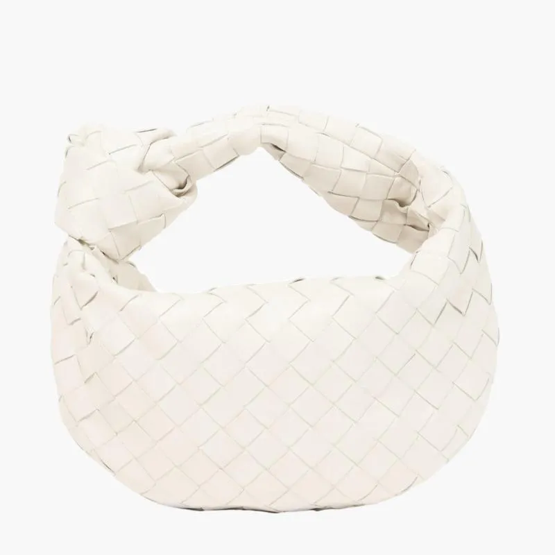Woven Mini Satchel Bag Made from Vegan Leather with Elegant Design and Silver Accents
