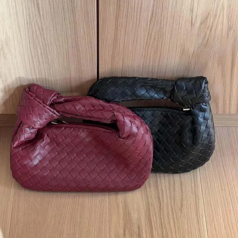 Woven Mini Satchel Bag Made from Vegan Leather with Elegant Design and Silver Accents