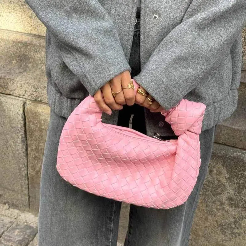 Woven Mini Satchel Bag Made from Vegan Leather with Elegant Design and Silver Accents