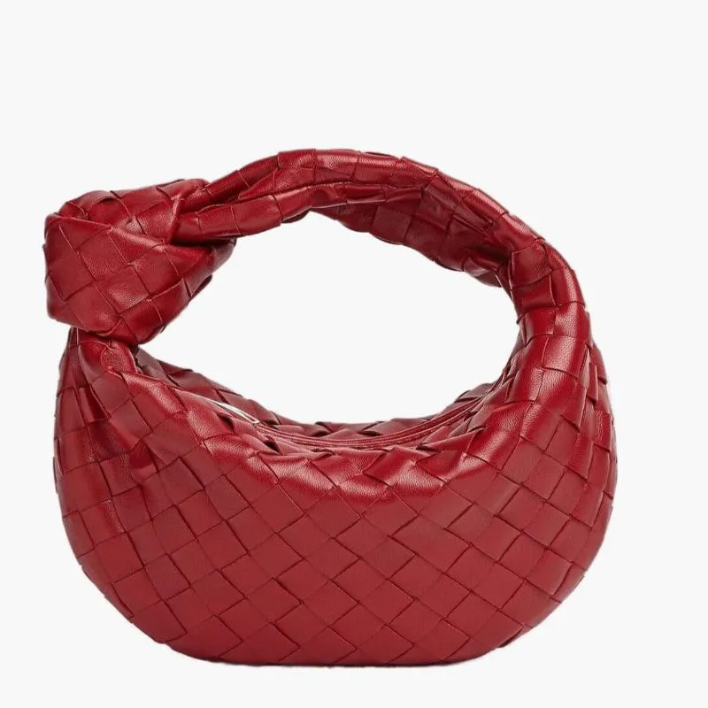 Woven Mini Satchel Bag Made from Vegan Leather with Elegant Design and Silver Accents