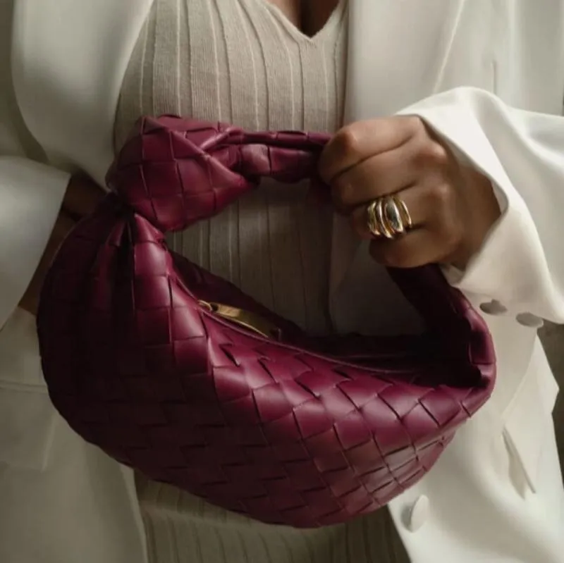 Woven Mini Satchel Bag Made from Vegan Leather with Elegant Design and Silver Accents