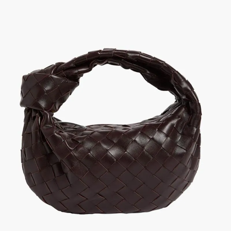 Woven Mini Satchel Bag Made from Vegan Leather with Elegant Design and Silver Accents