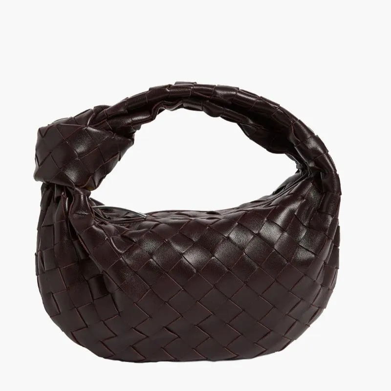 Woven Mini Satchel Bag Made from Vegan Leather with Elegant Design and Silver Accents
