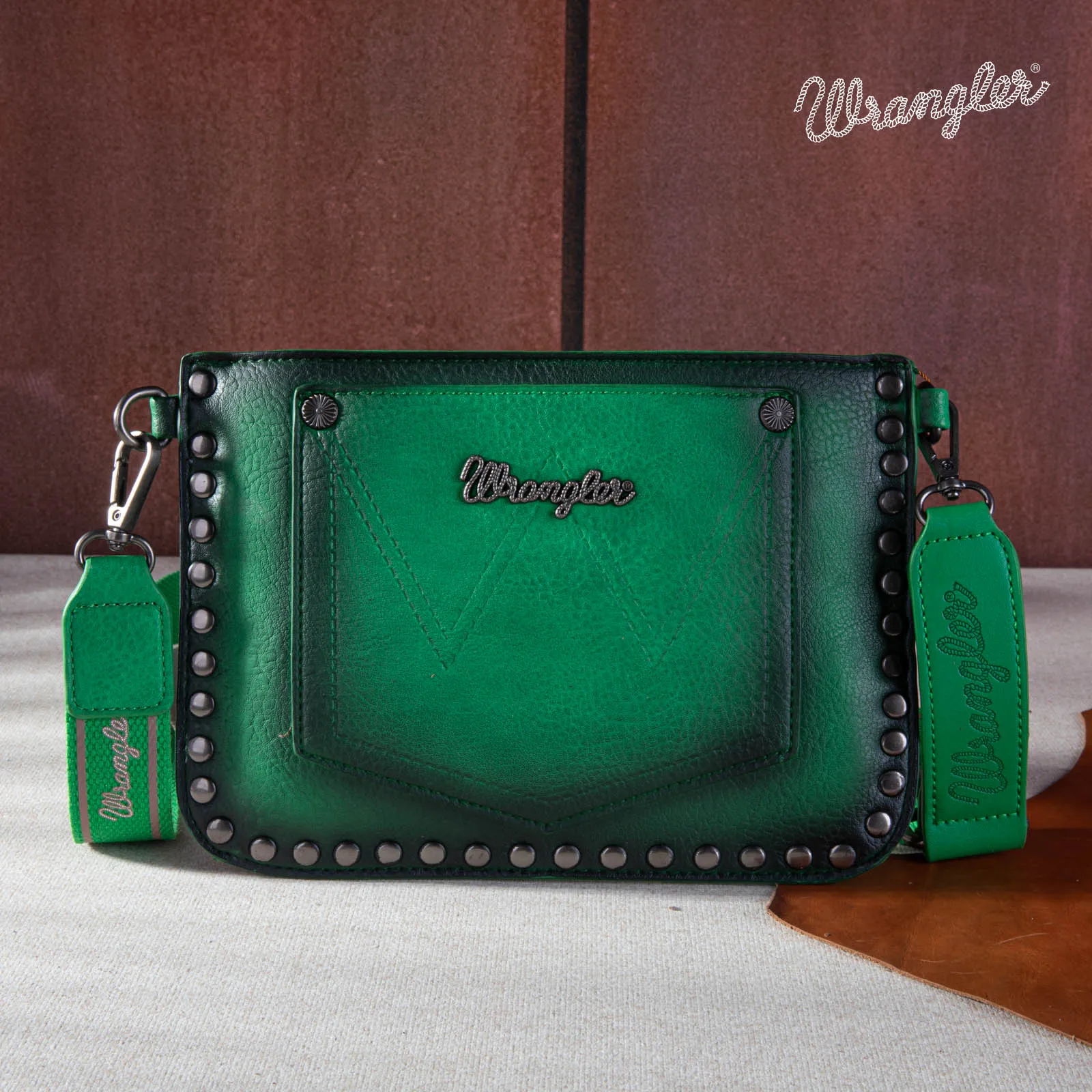 Wrangler Rivets Crossbody/Wristlet ~ Green