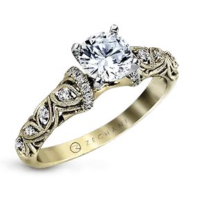 ZR916 Engagement Ring in 14k Gold with Diamonds