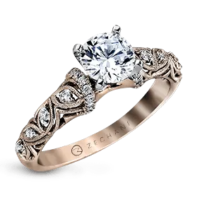 ZR916 Engagement Ring in 14k Gold with Diamonds
