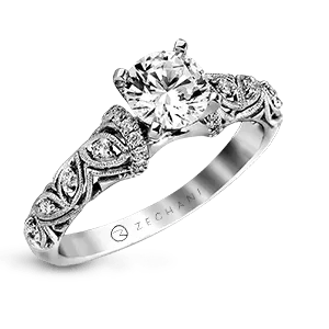 ZR916 Engagement Ring in 14k Gold with Diamonds